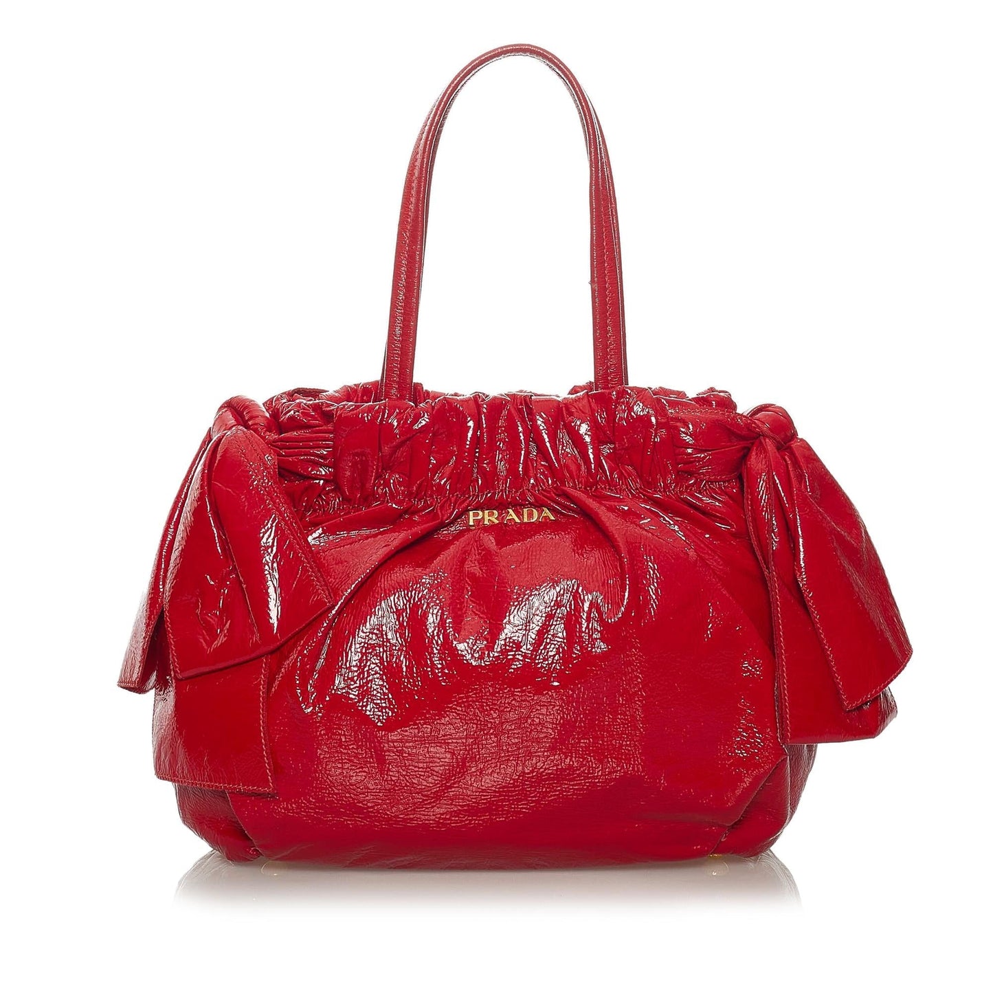 Prada Bow Satchel Shg Leather Patent Satchel Bag