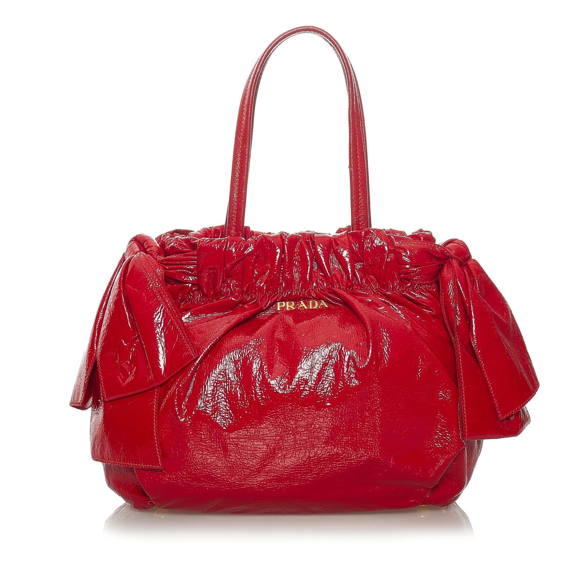Prada Bow Satchel Shg Leather Patent Satchel Bag
