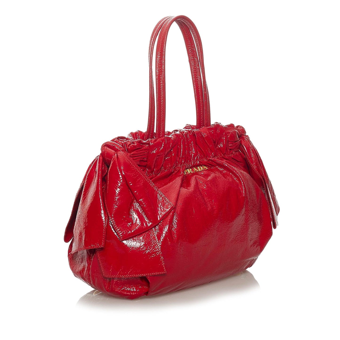 Prada Bow Satchel Shg Leather Patent Satchel Bag