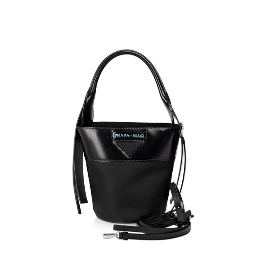 Prada Patent & Tessuto Ouverture Bag Leather Nylon Bucket Bag