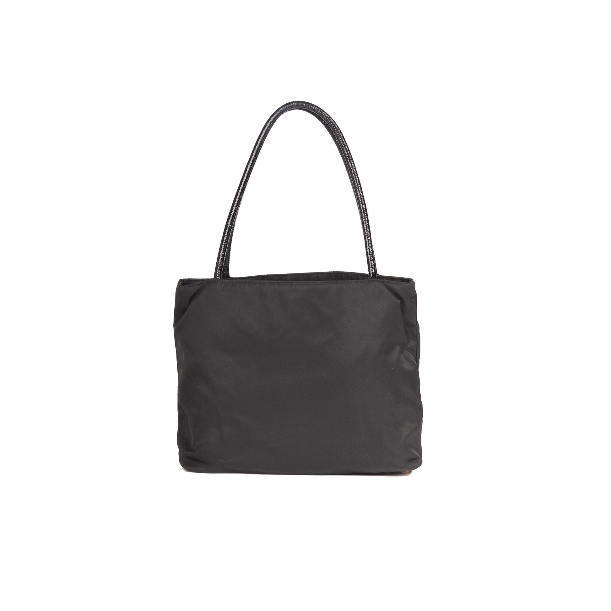 Prada Patent Trimmed Tessuto Tote Handbag Leather Nylon Tote Bag