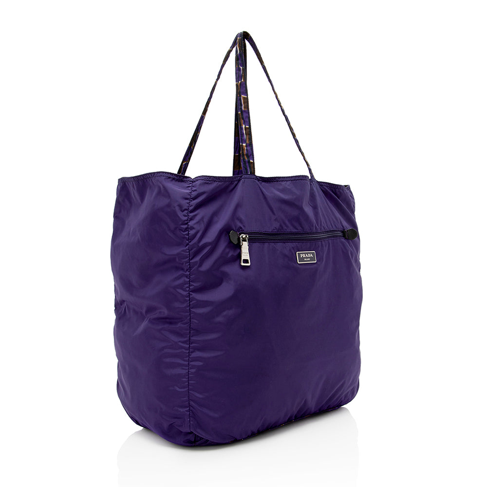 Prada Patterned Reversible Tessuto Tote Shf Tote Bag