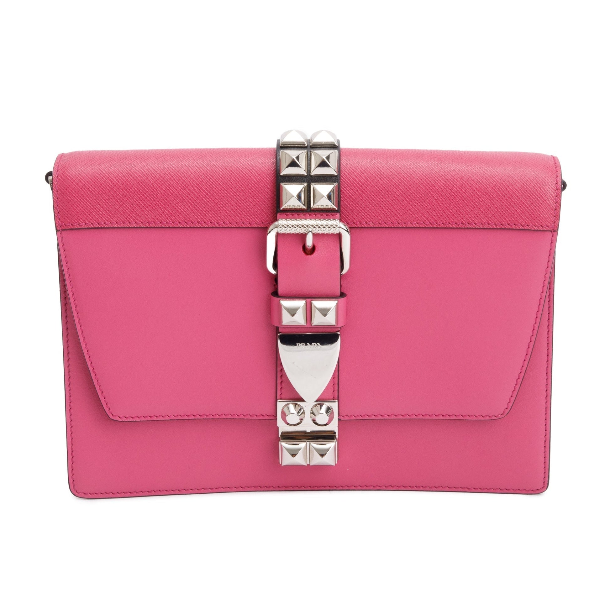 Prada Saffiano City Calf Elektra Bag Leather Pink Travel Bag