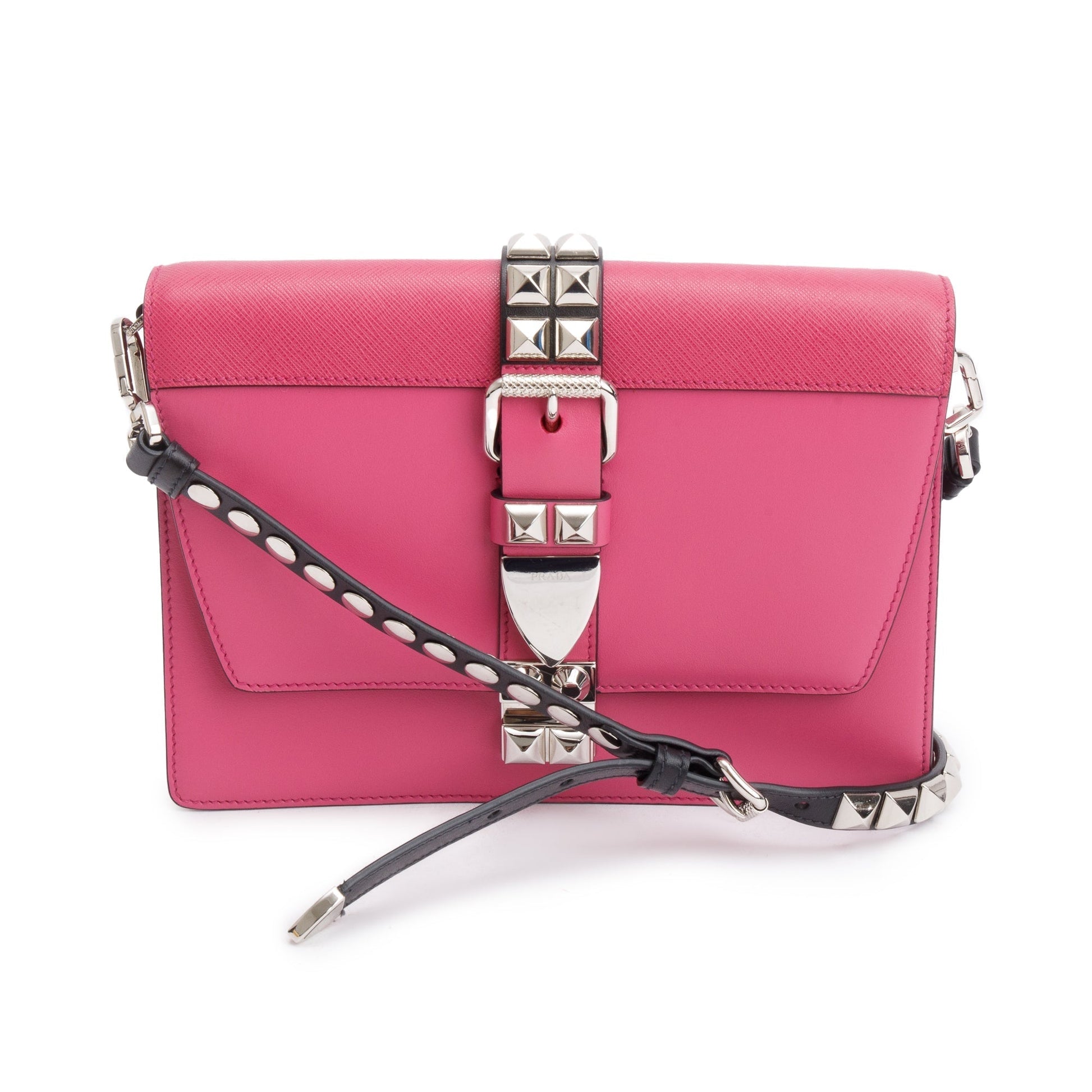 Prada Saffiano City Calf Elektra Bag Leather Pink Travel Bag
