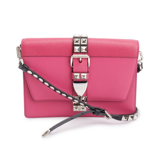 Prada Saffiano City Calf Elektra Bag Leather Pink Travel Bag