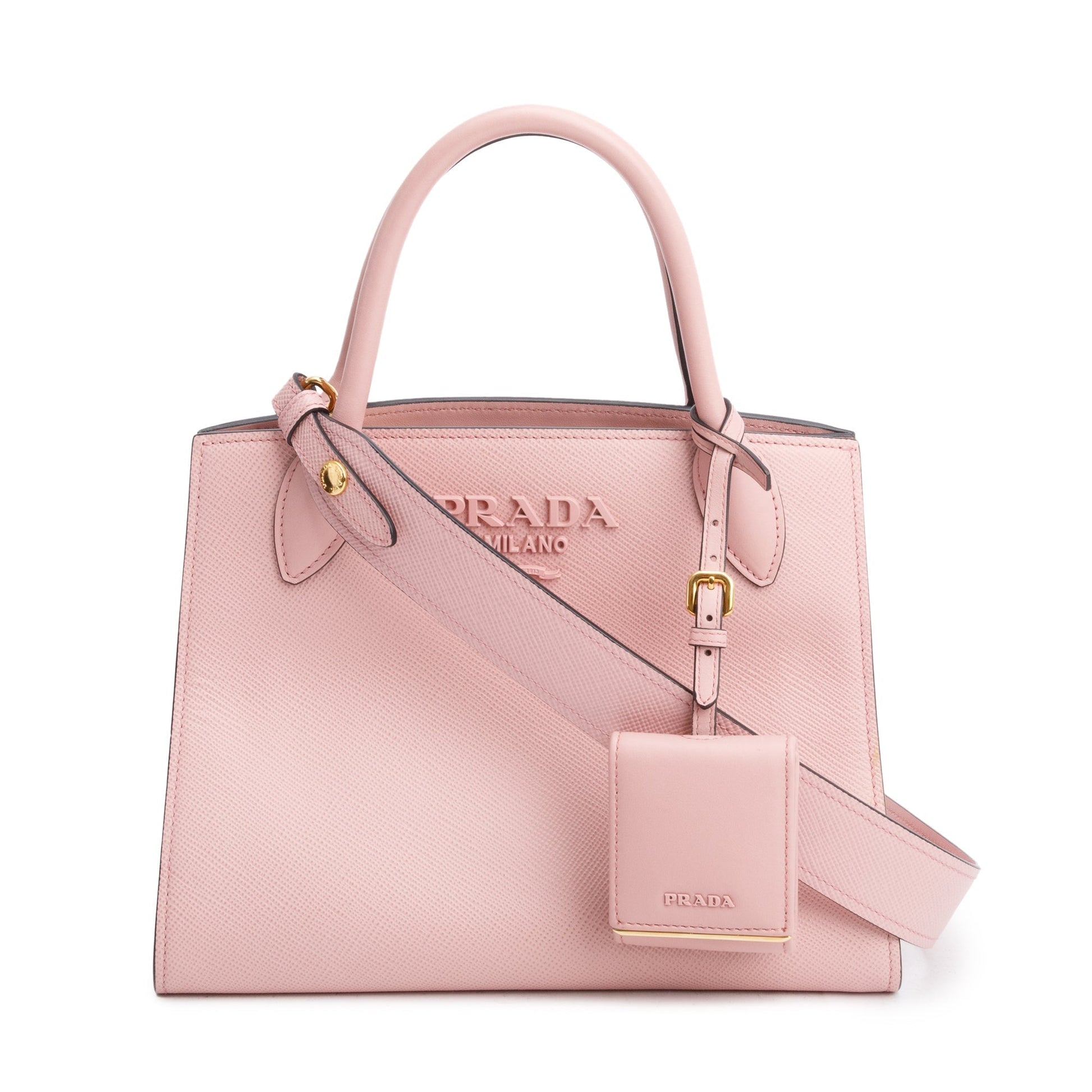 Prada Saffiano Lux Monochrome Top Handle Tote Handbag Pink Small Tote Bag