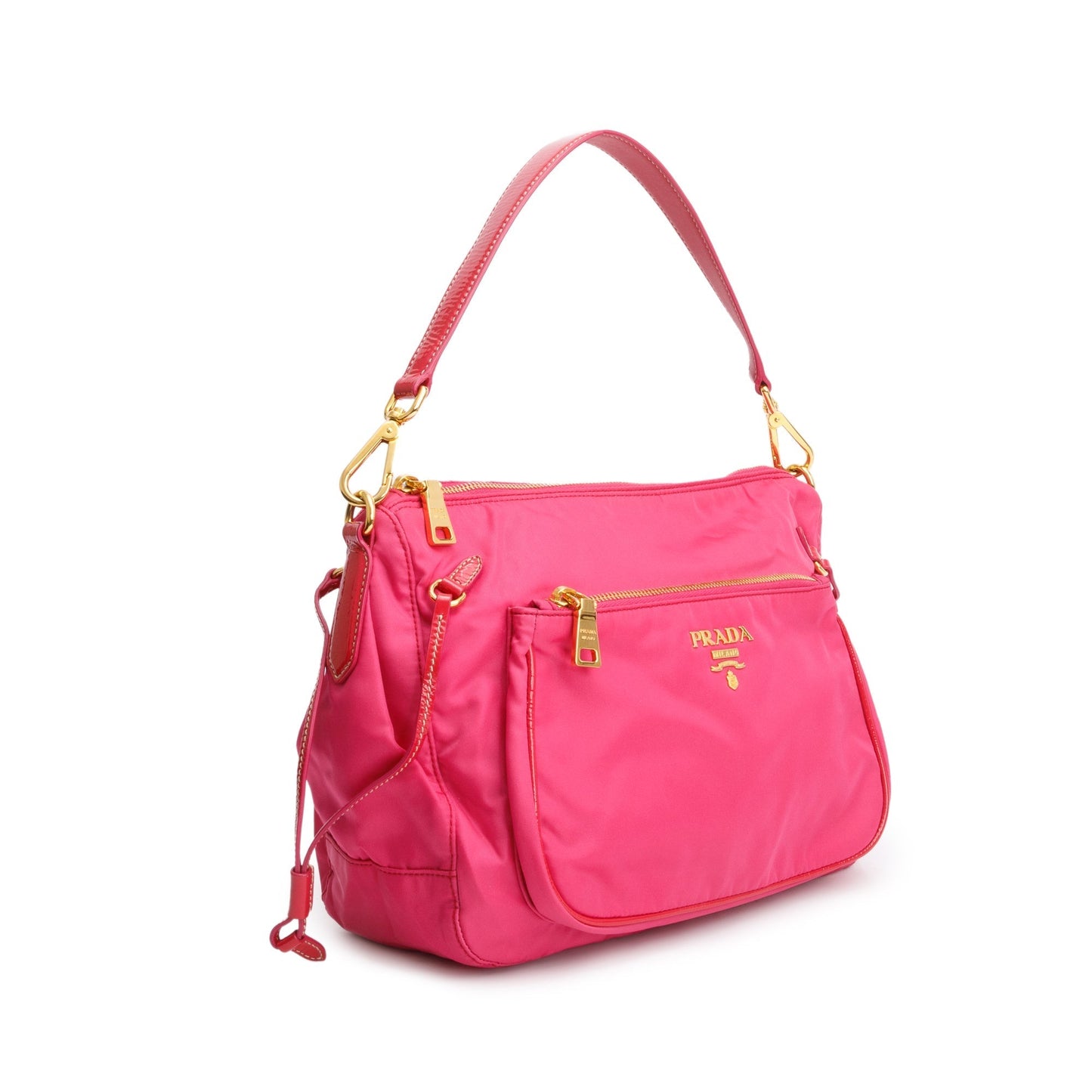 Prada Venice Trimmed Tessuto Sacca Shoulder Bag Nylon Pink