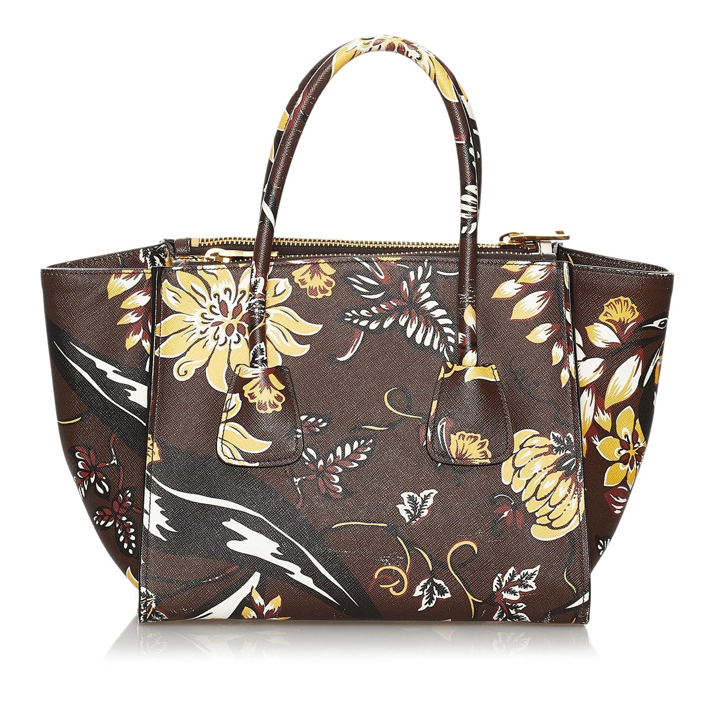 Prada Printed City Calf Double Satchel Shg Zip Satchel Bag