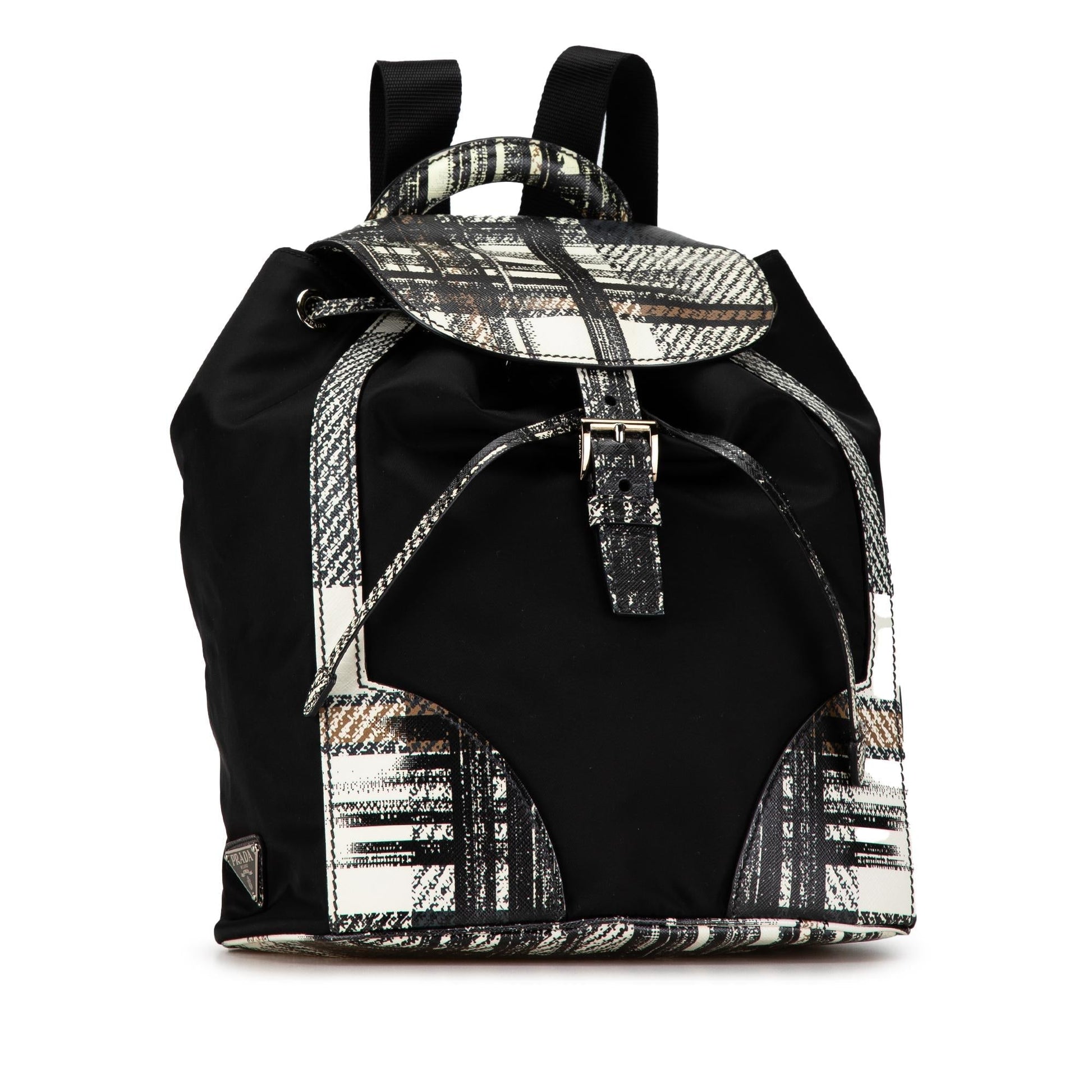 Prada Printed Trimmed Tessuto Backpack Shg Saffiano