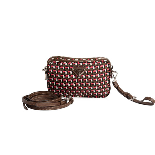 Prada Printed Tessuto Convertible Crossbody Bag Nylon