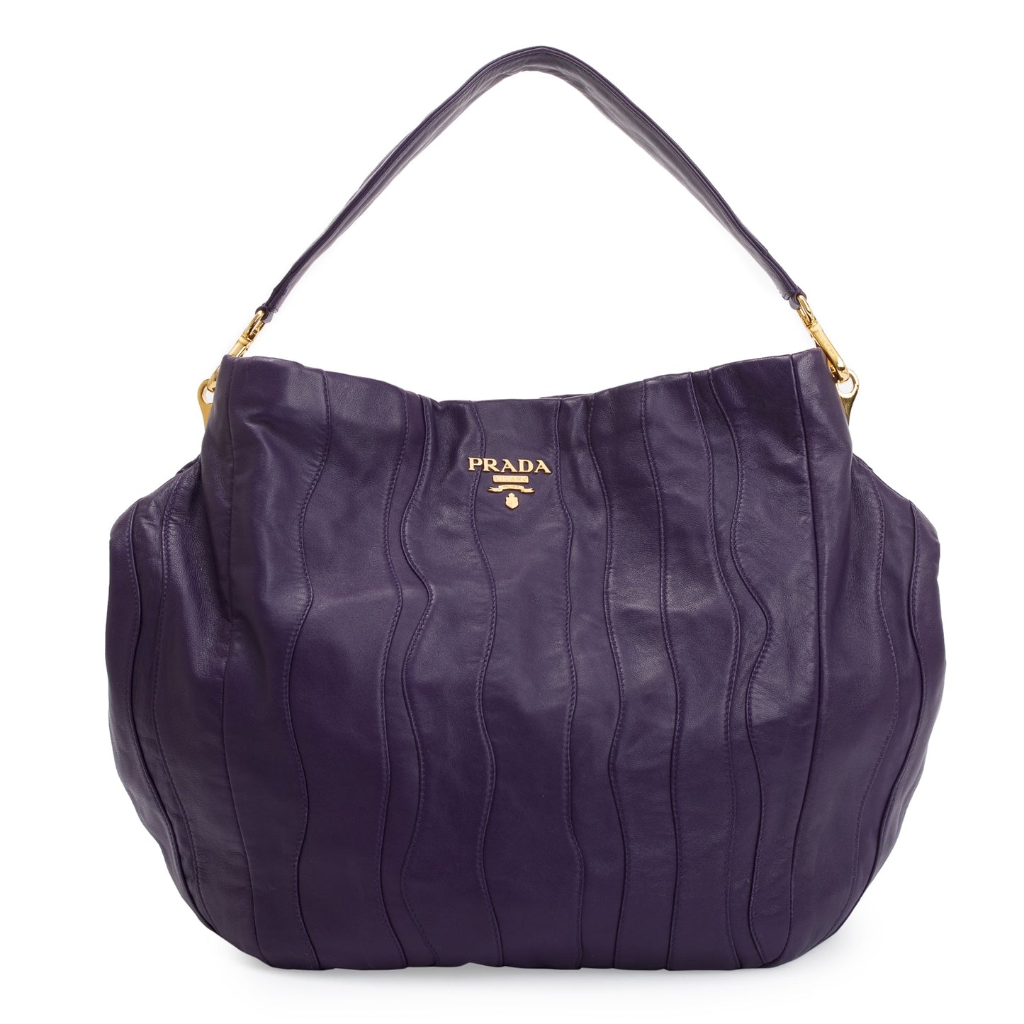 Prada Purple Nappa Stripes Shoulder Bag Leather