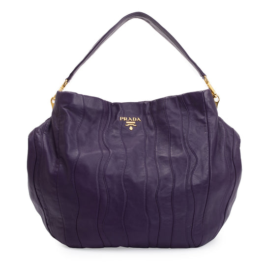 Prada Purple Nappa Stripes Shoulder Bag Leather