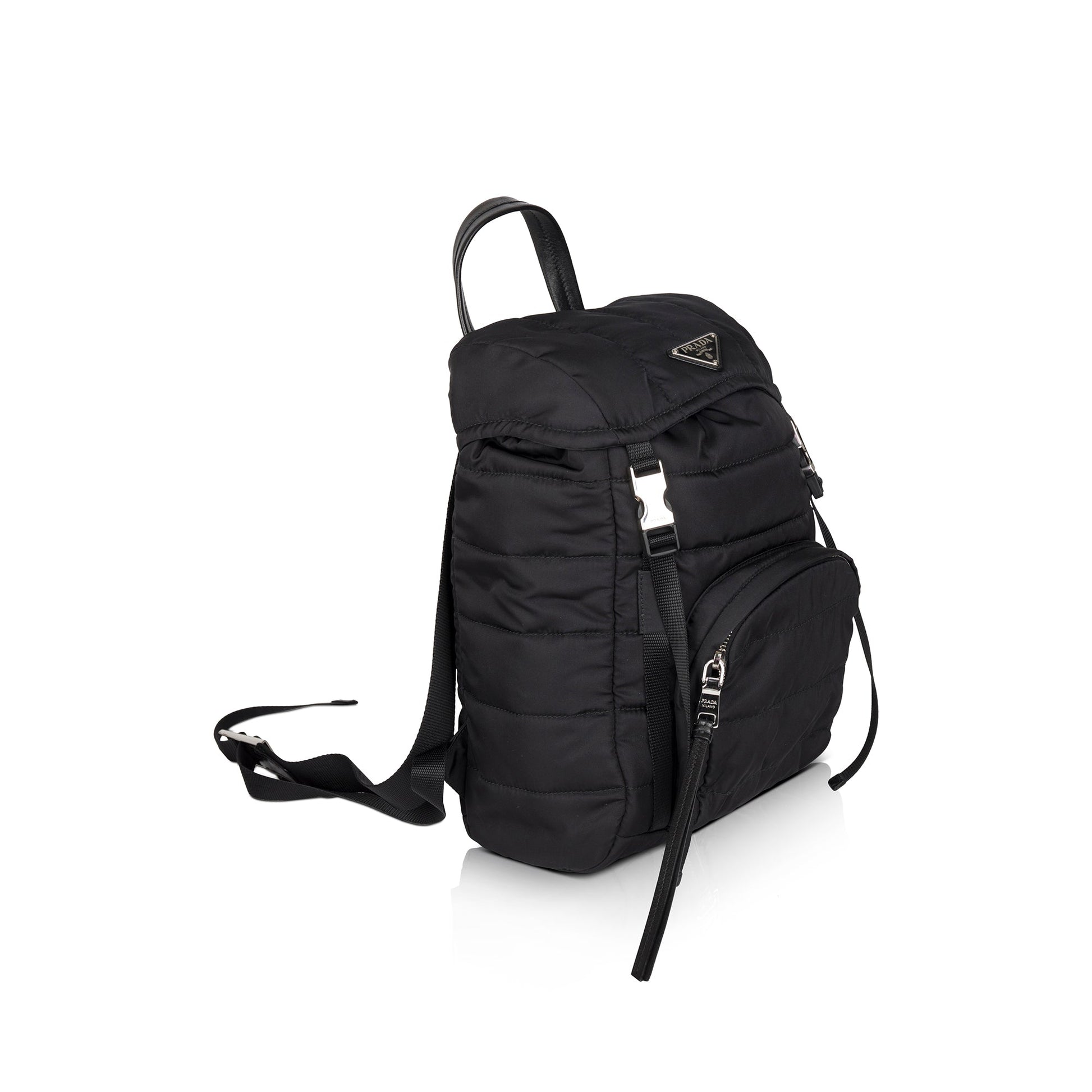 Prada Tessuto Double Buckle Backpack Handbag Nylon Quilted