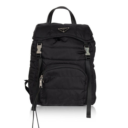 Prada Tessuto Double Buckle Backpack Handbag Nylon Quilted