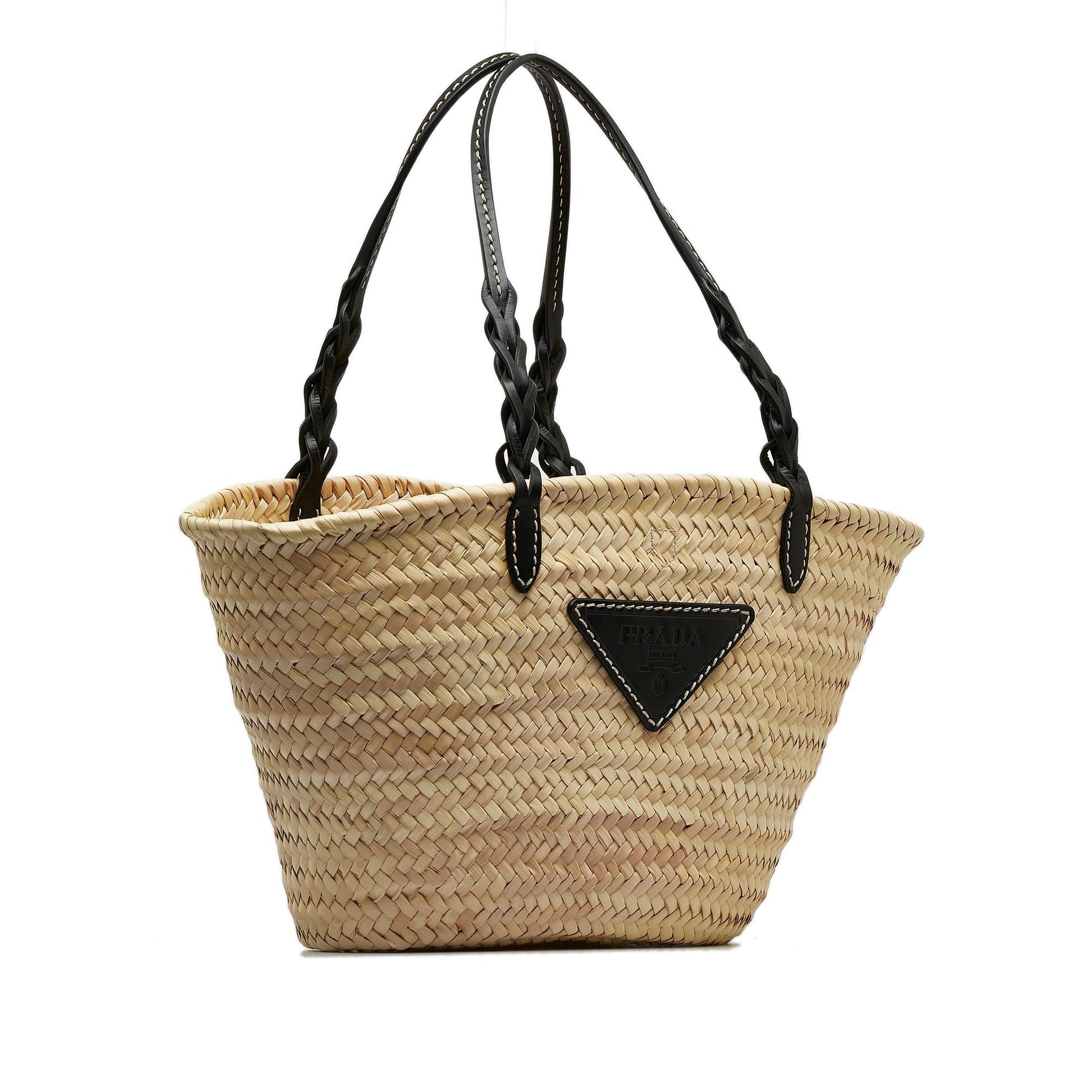 Prada Tote Shg Uy1Fgj Raffia Basket Tote Bag