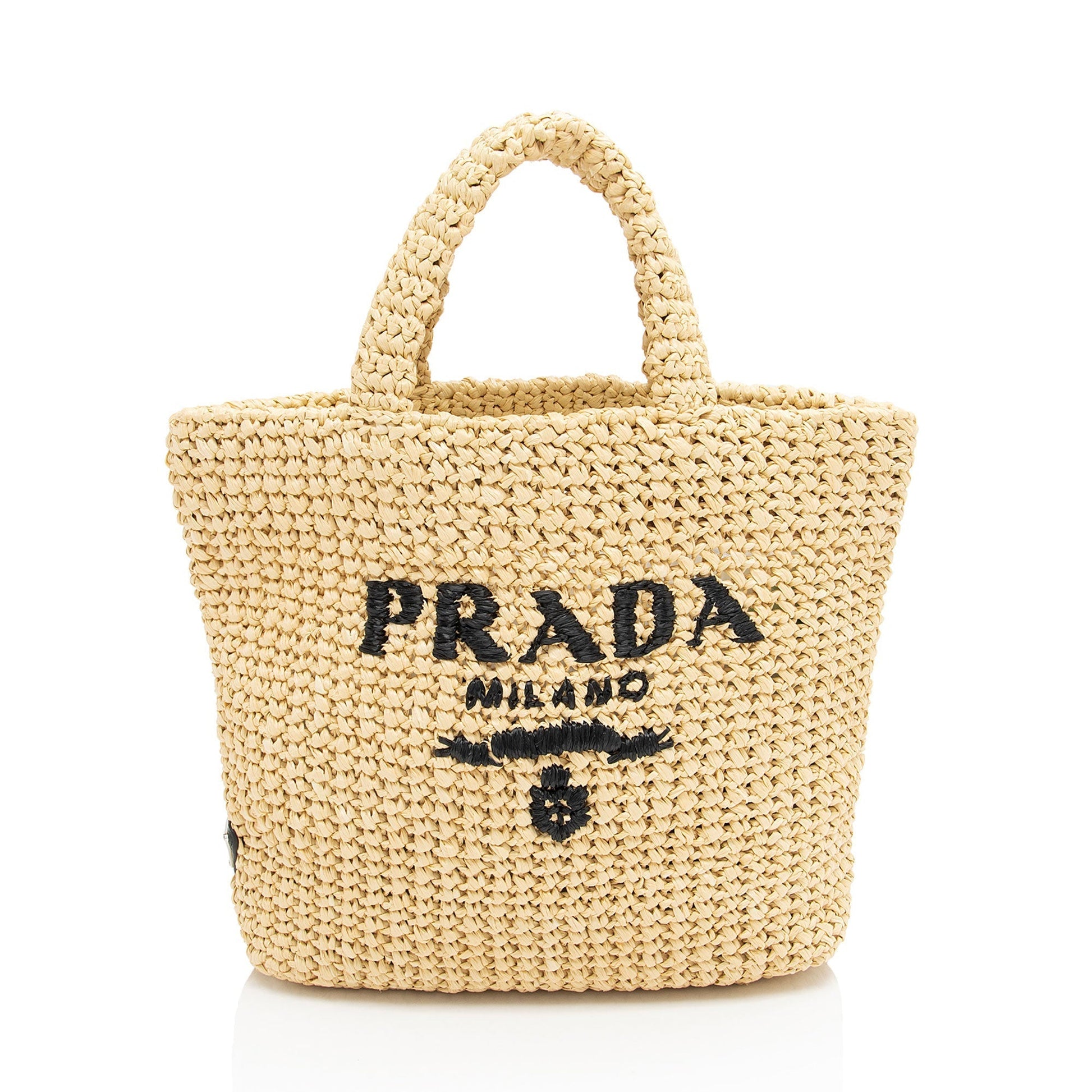 Prada Tote Shf Raffia Small Logo Tote Bag