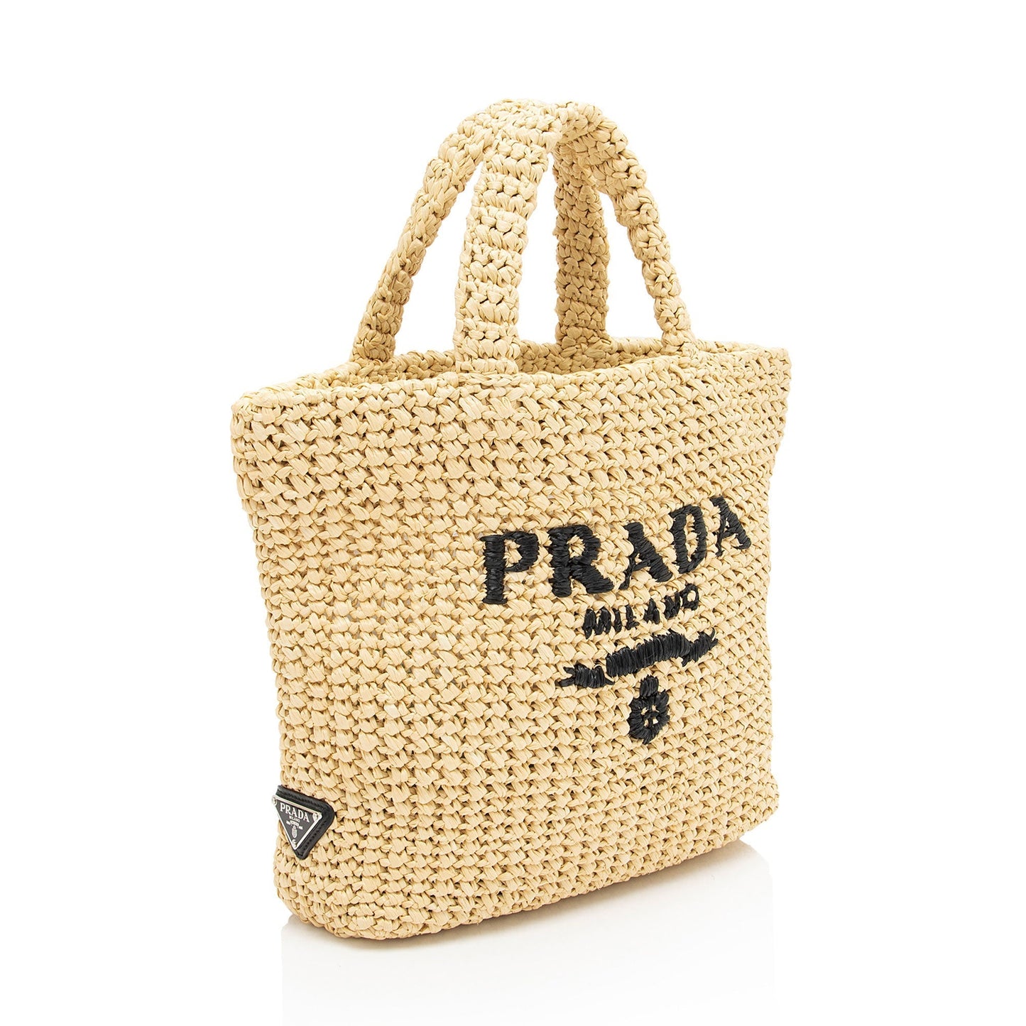 Prada Tote Shf Raffia Small Logo Tote Bag