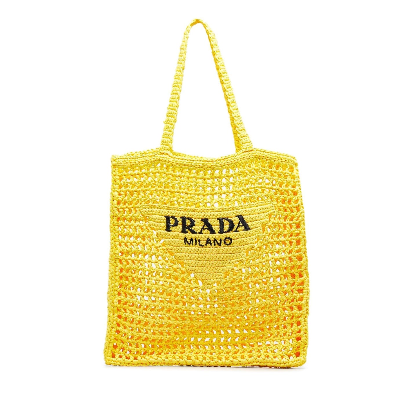 Prada Tote Raffia Logo Tote Bag