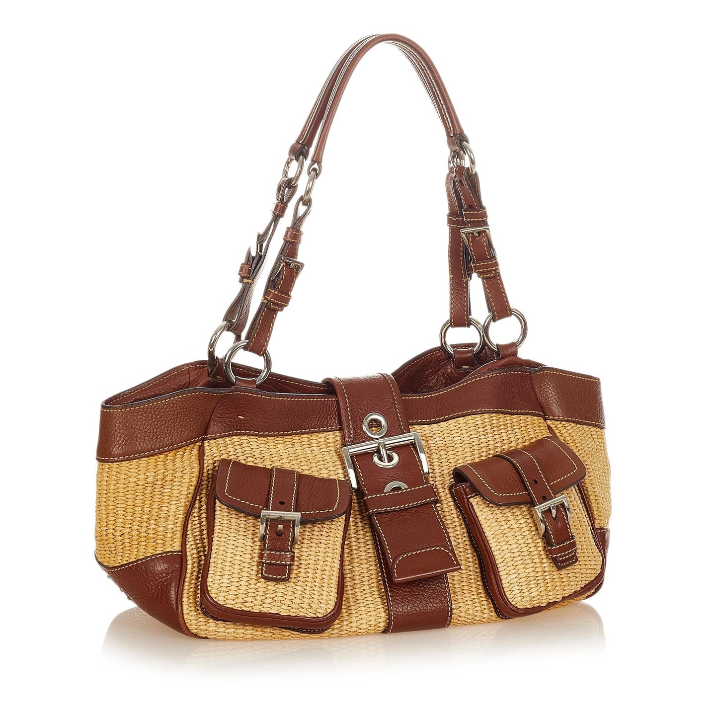 Prada Shoulder Bag Shg Raffia