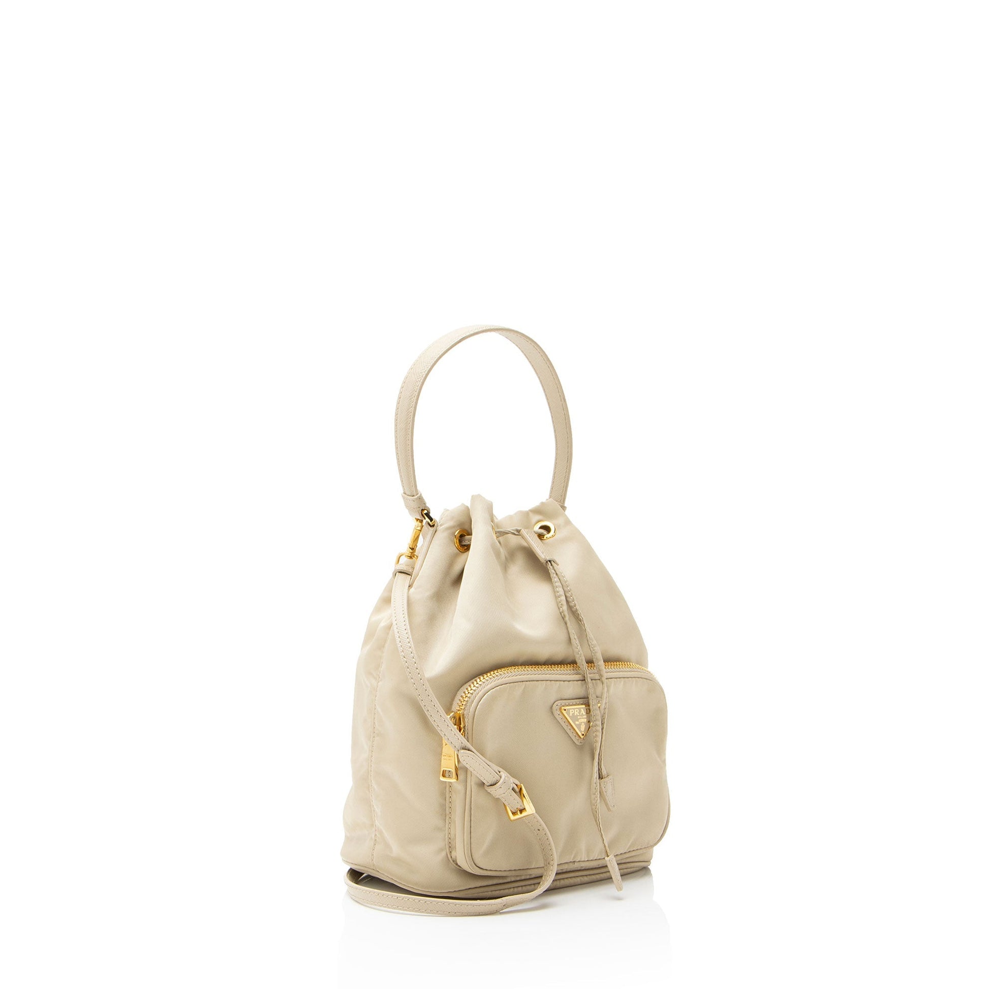 Prada Re Duet Drawstring Bag Nylon Bucket Crossbody Bag