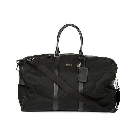 Prada Re & Saffiano Duffle Bag Leather Nylon Travel Bag