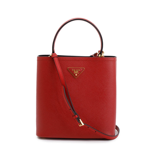 Prada Saffiano Cuir Panier Bag Red Medium Travel Bag
