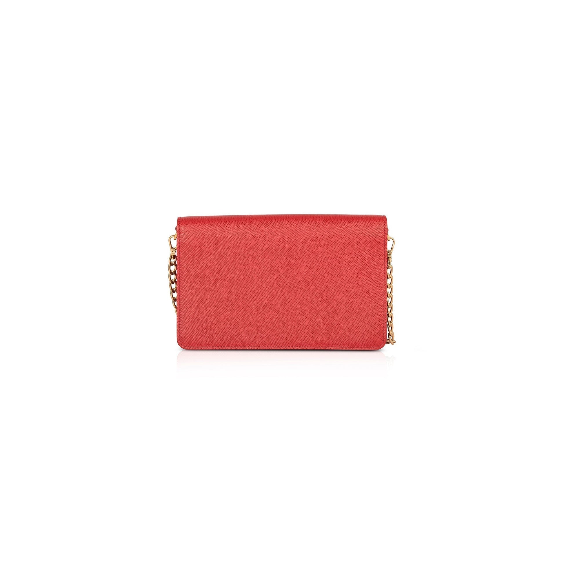 Prada Saffiano Shoulder Bag Leather Red