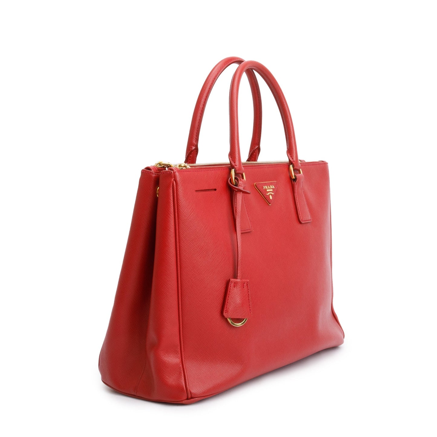 Prada Saffiano Lux Double Zip Galleria Tote Handbag Red Large Tote Bag