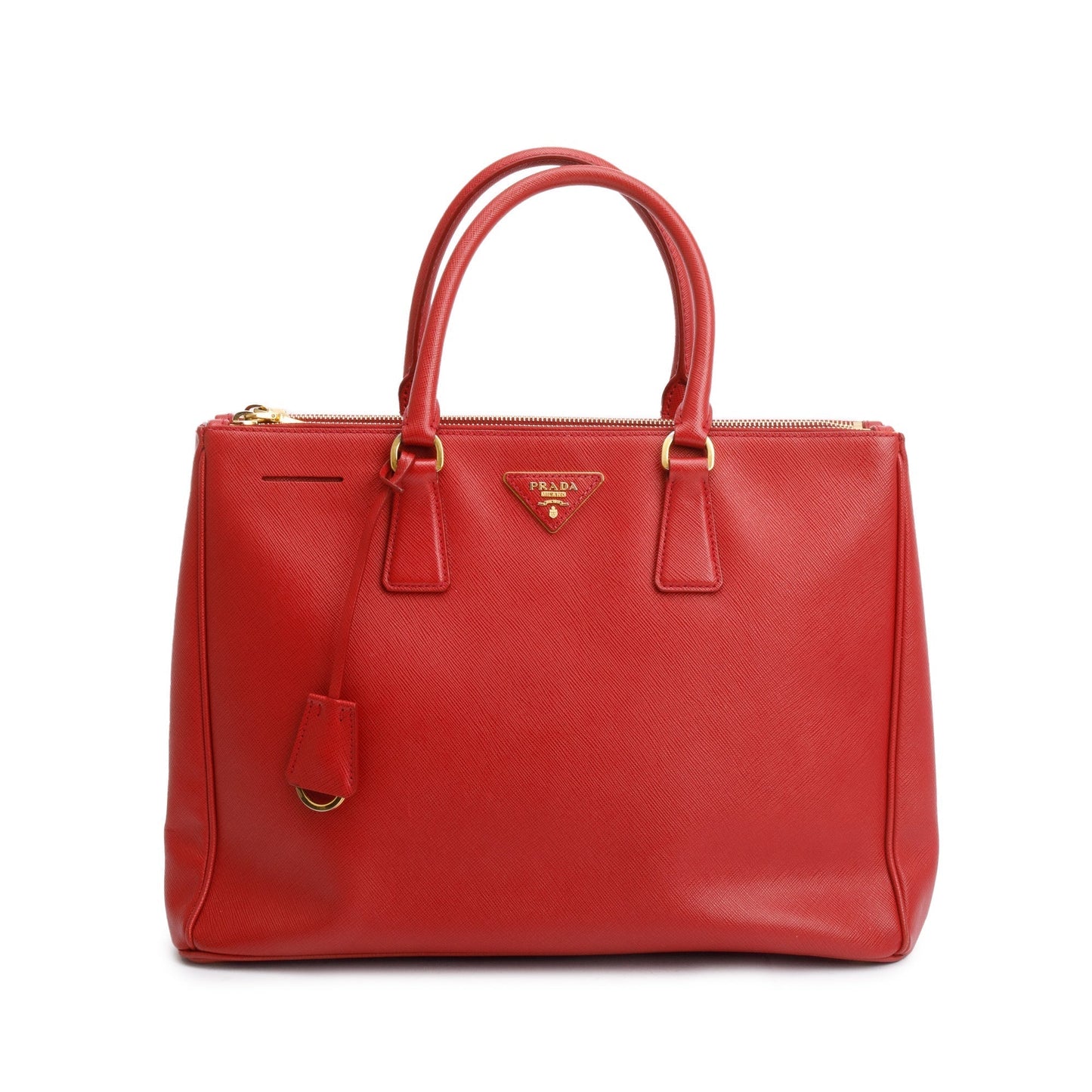 Prada Saffiano Lux Double Zip Galleria Tote Handbag Red Large Tote Bag