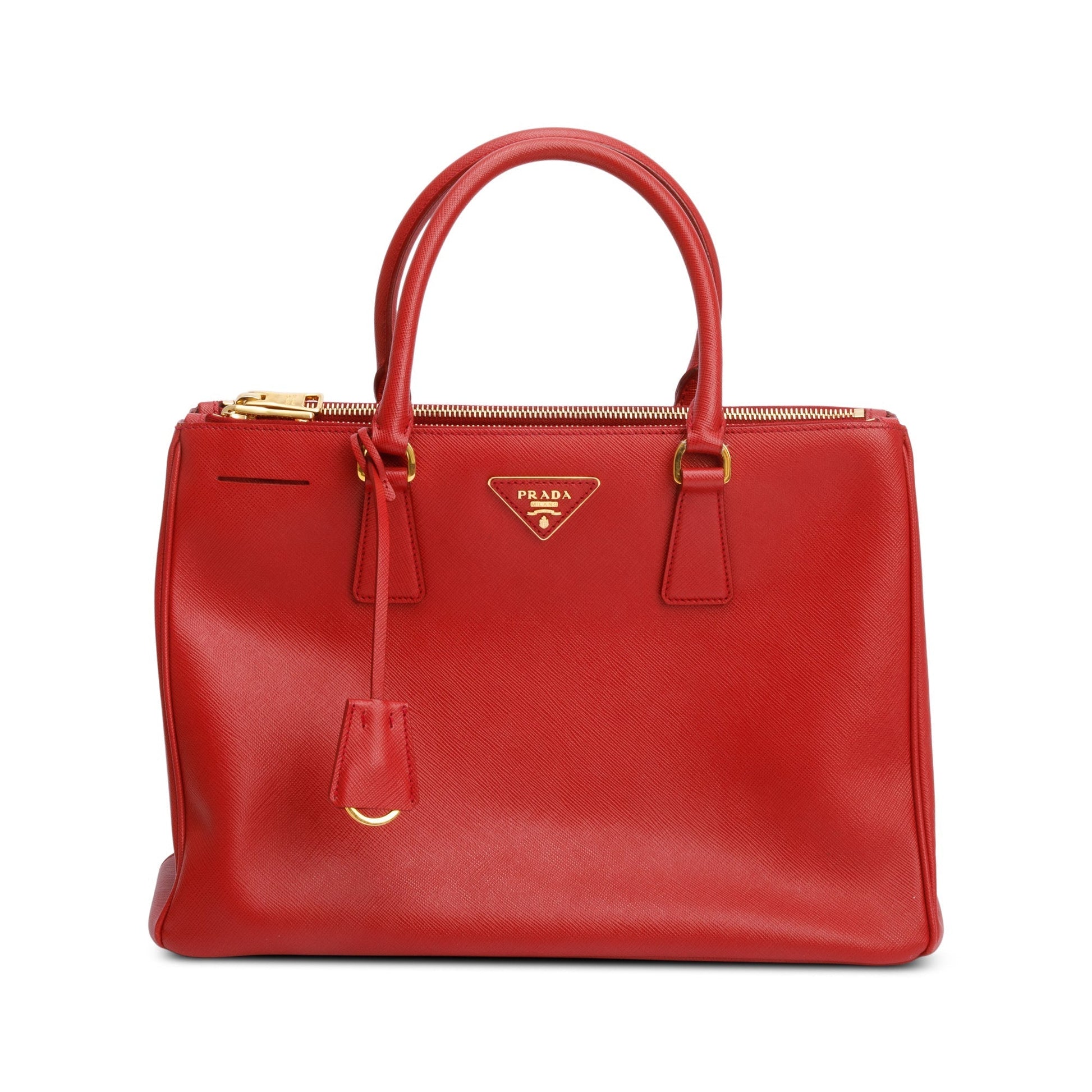 Prada Lux Double Galleria Tote Saffiano Red Medium Tote Bag