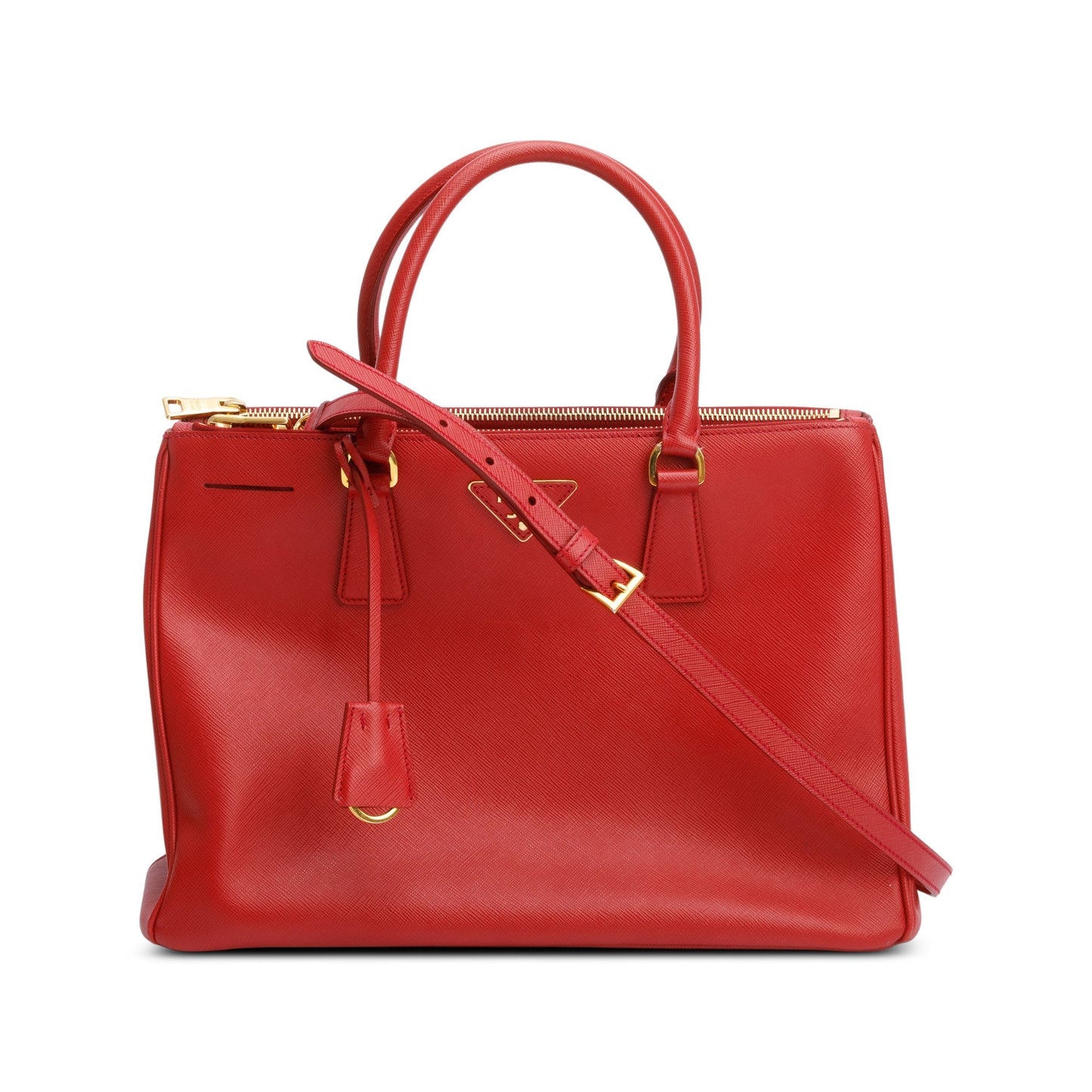 Prada Lux Double Galleria Tote Saffiano Red Medium Tote Bag