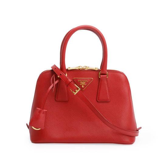 Prada Saffiano Lux Promenade Tote Handbag Red Small Tote Bag