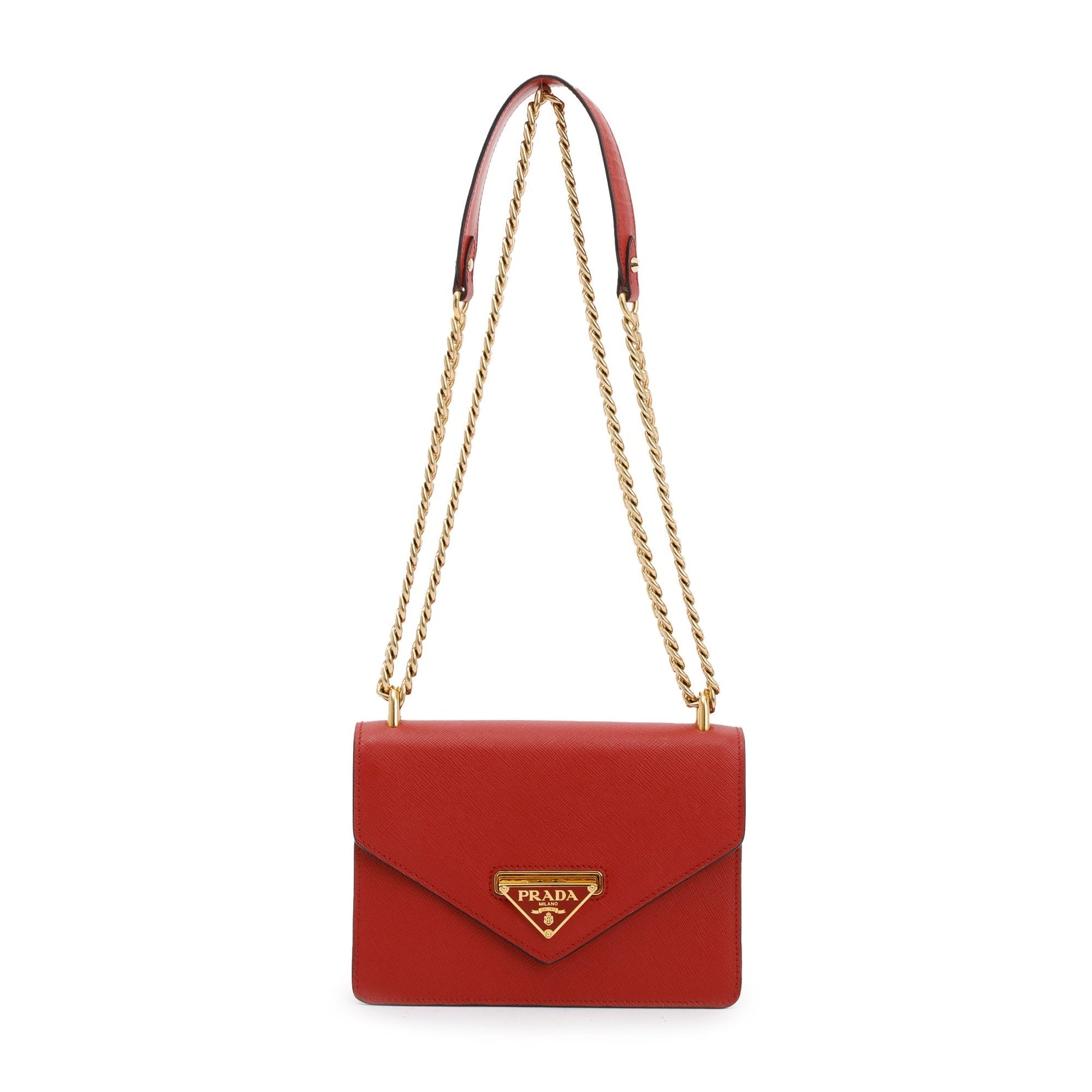 Prada Saffiano Soft Calf Flop Lock Crossbody Bag Leather Red
