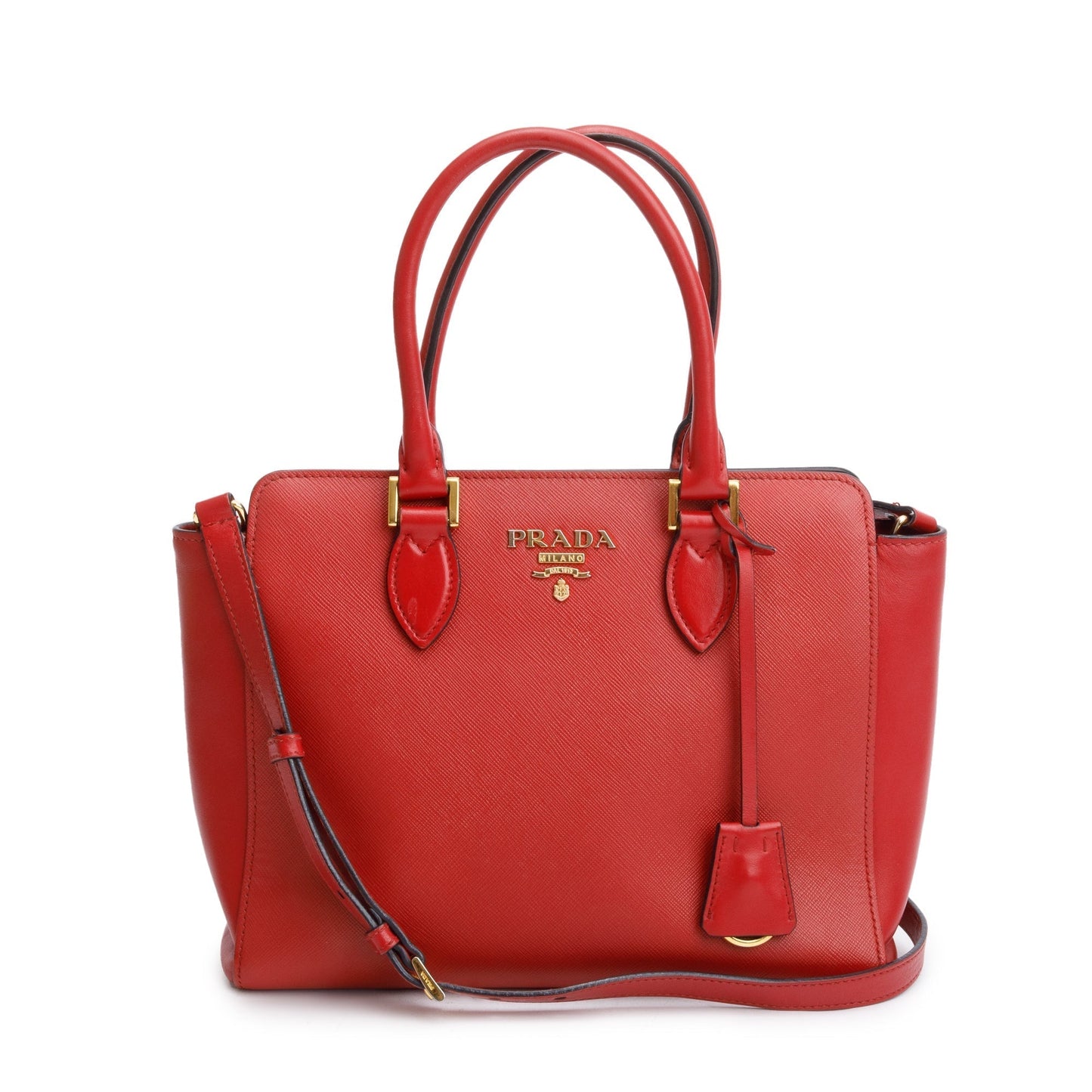 Prada Saffiano Soft Calf Tote Handbag Leather Red Tote Bag