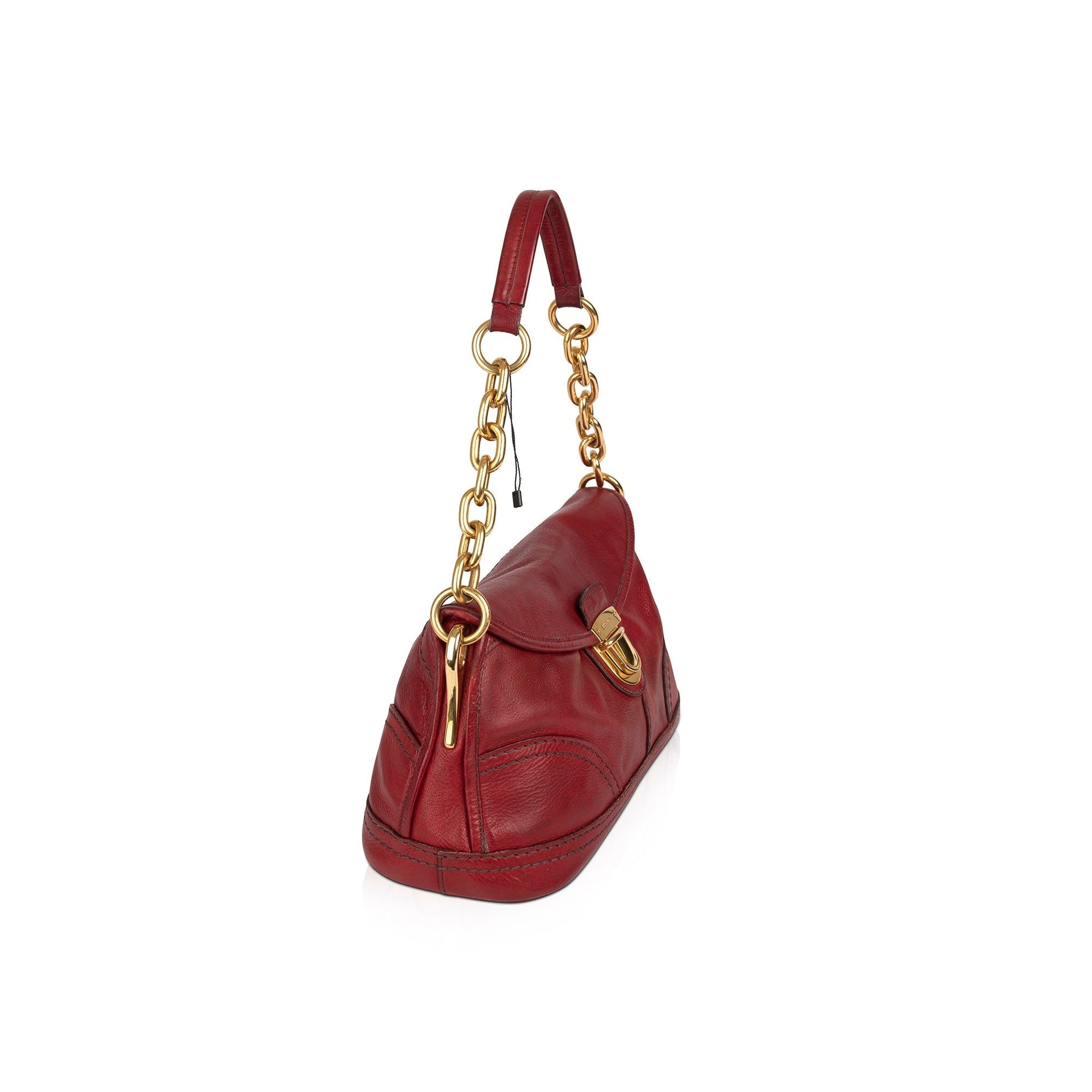 Prada Vitello Daino Shoulder Bag Red Chain