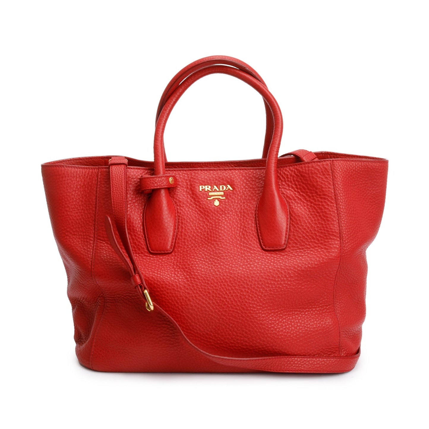 Prada Vitello Daino Tote Handbag Leather Red Tote Bag