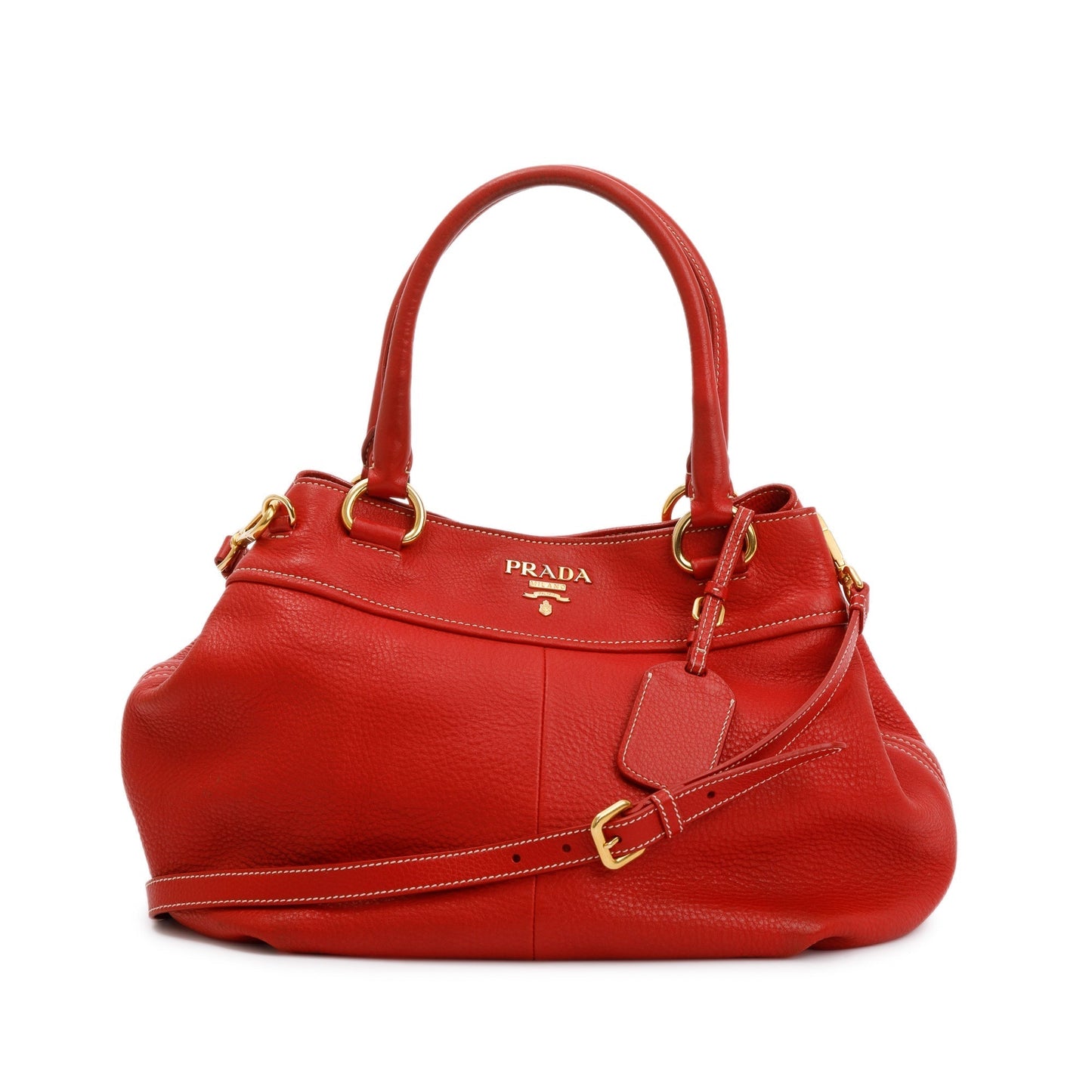 Prada Vitello Daino Shoulder Bag Red