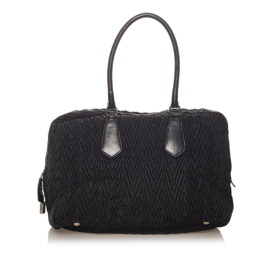 Prada Ruffled Tessuto Handbag Shg Satchel Bag