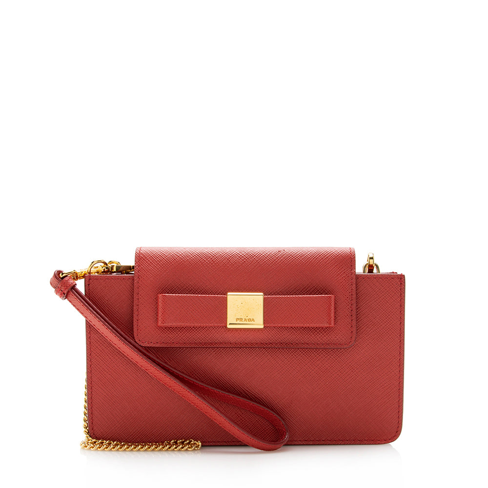 Prada Bow Phone Crossbody Bag Shf Saffiano Chain