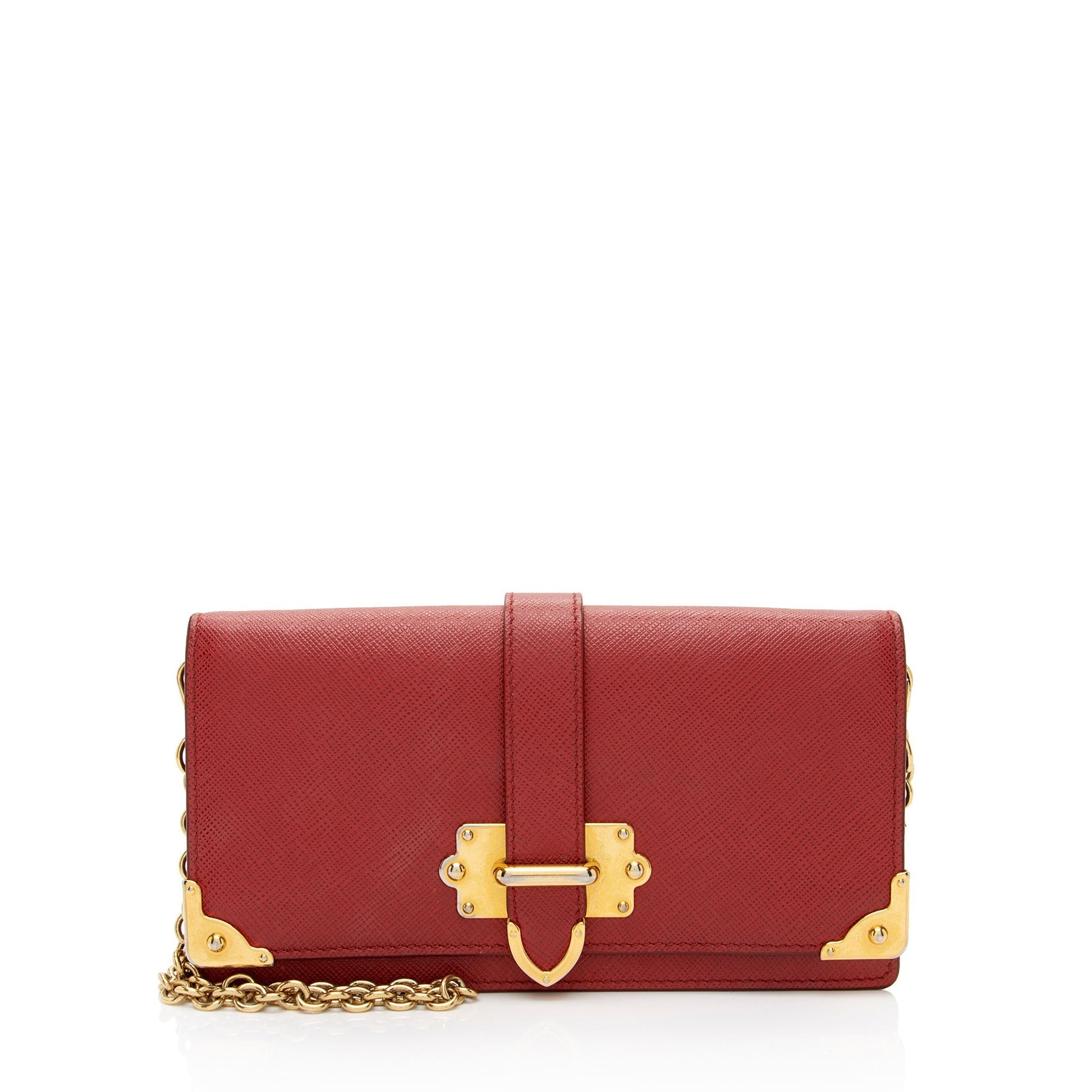 Prada Cahier Clutch Saffiano Chain Clutch Bag