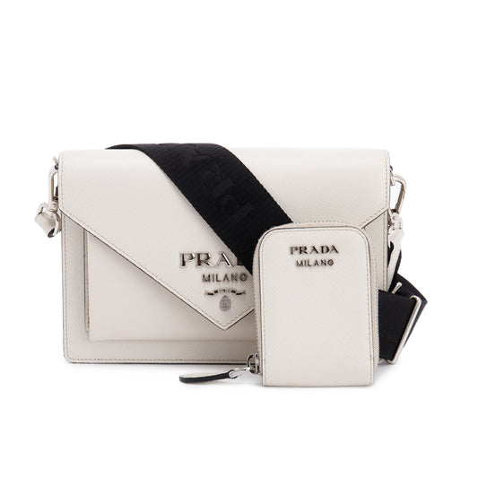 Prada Saffiano City Calf Envelope Bag Mini Travel Bag