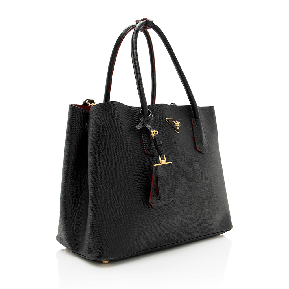 Prada Cuir Double Handle Tote Shf Saffiano Medium Tote Bag