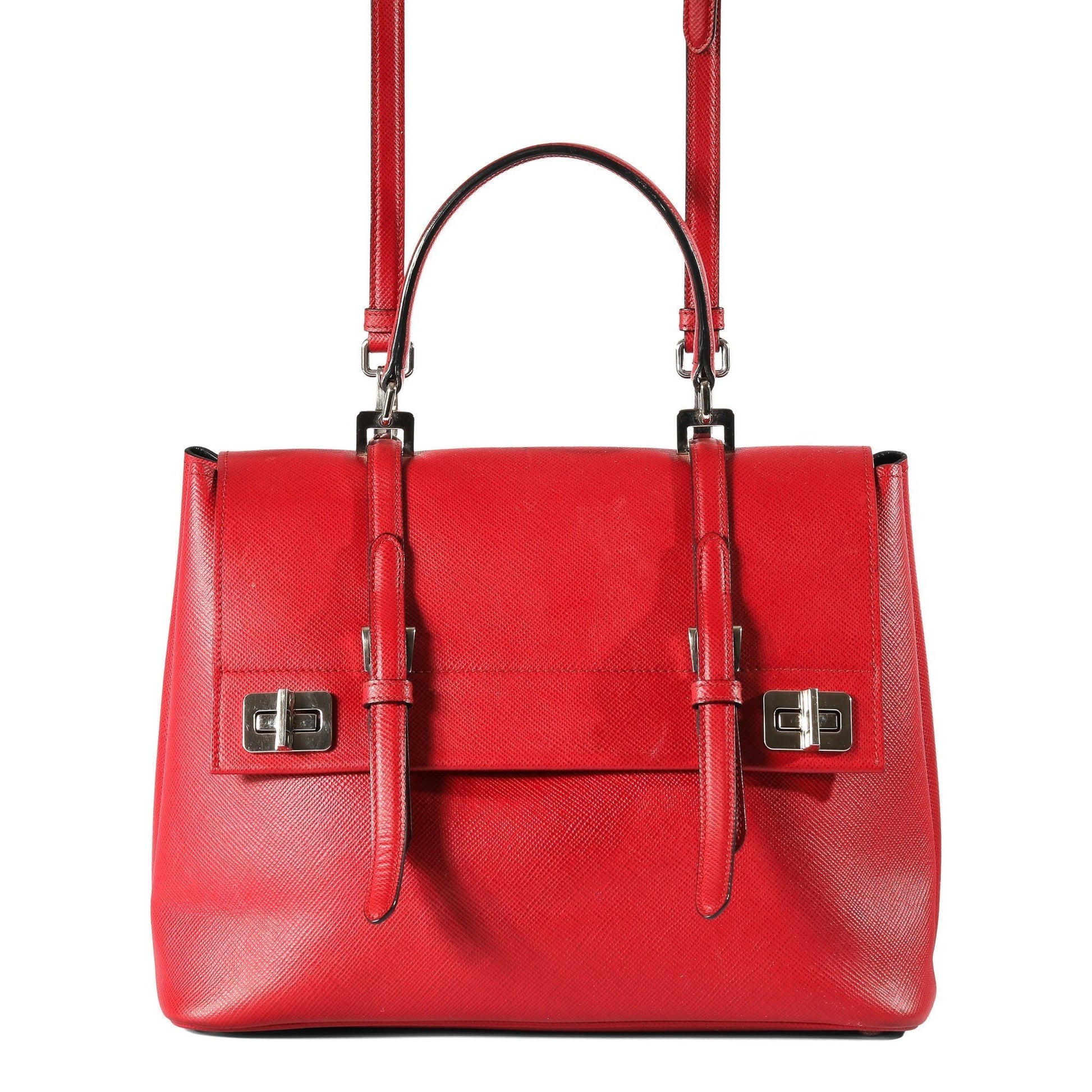 Prada Saffiano Cuir Bag Flap Travel Bag