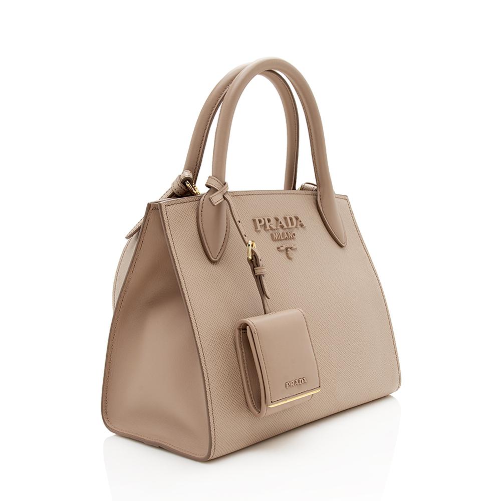 Prada Cuir Monochrome Tote Leather Saffiano Small Tote Bag