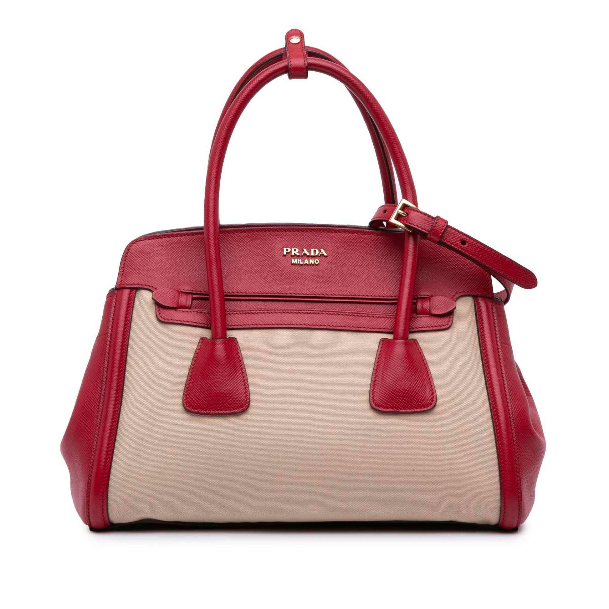 Prada Cuir Trimmed Canapa Satchel Saffiano Satchel Bag