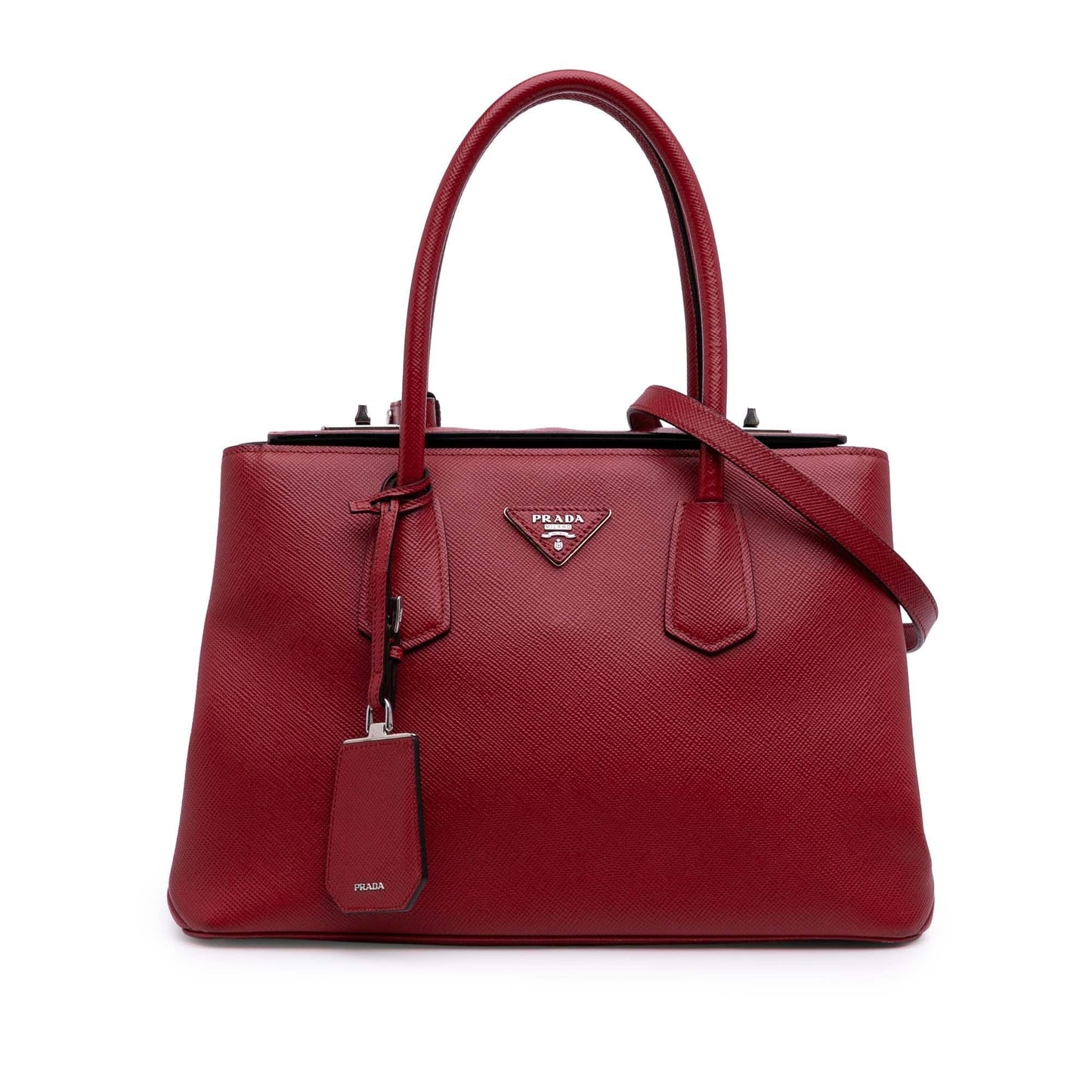 Prada Cuir Turnlock Twin Satchel Saffiano Satchel Bag