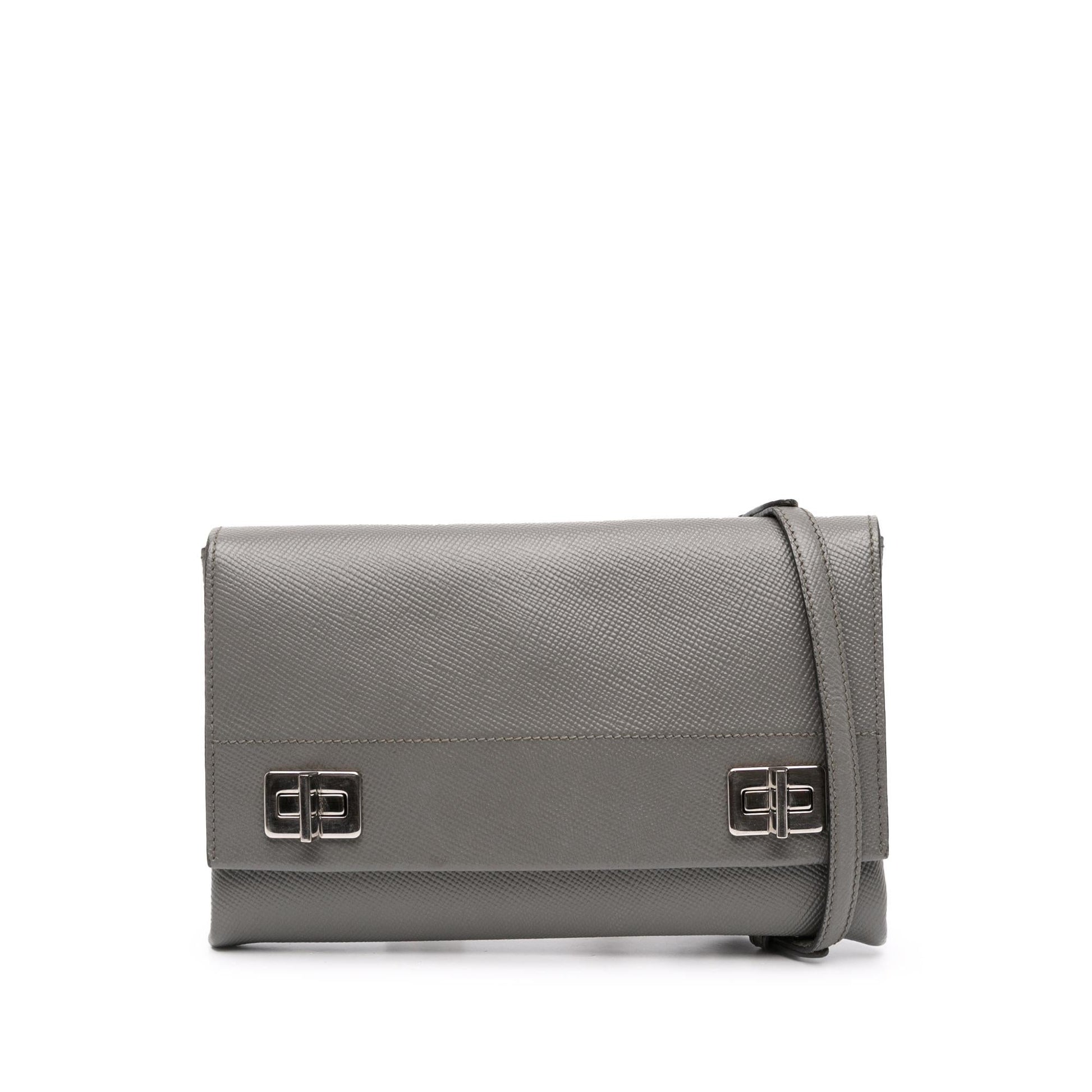 Prada Cuir Twist Lock Crossbody Bag Saffiano Chain Flap