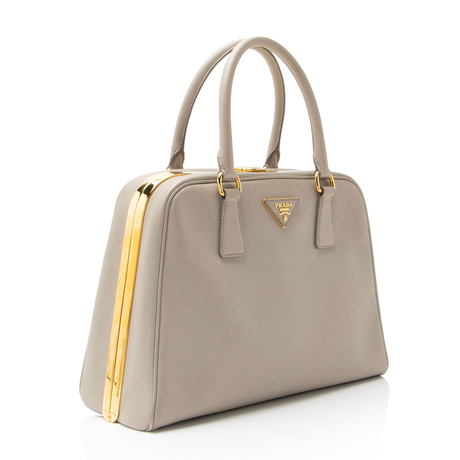 Prada Framed Pyramid Satchel Saffiano Satchel Bag