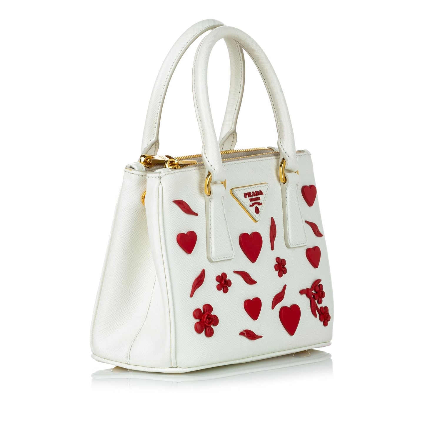 Prada Galleria Heart Double Handbag Shg Saffiano Zip Satchel Bag