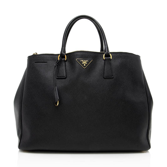 Prada Lux Double Tote Leather Saffiano Large Tote Bag